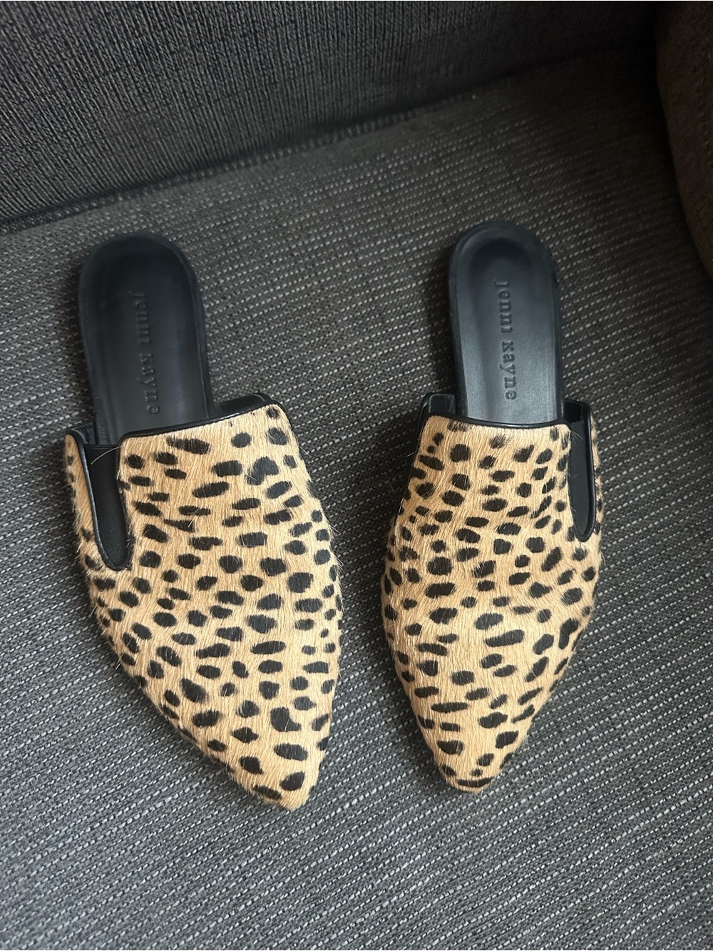 Jenni Kayne Leopard-Print Pointed Slip-On Mules - Tan & Black 37 (6.5-7 US)